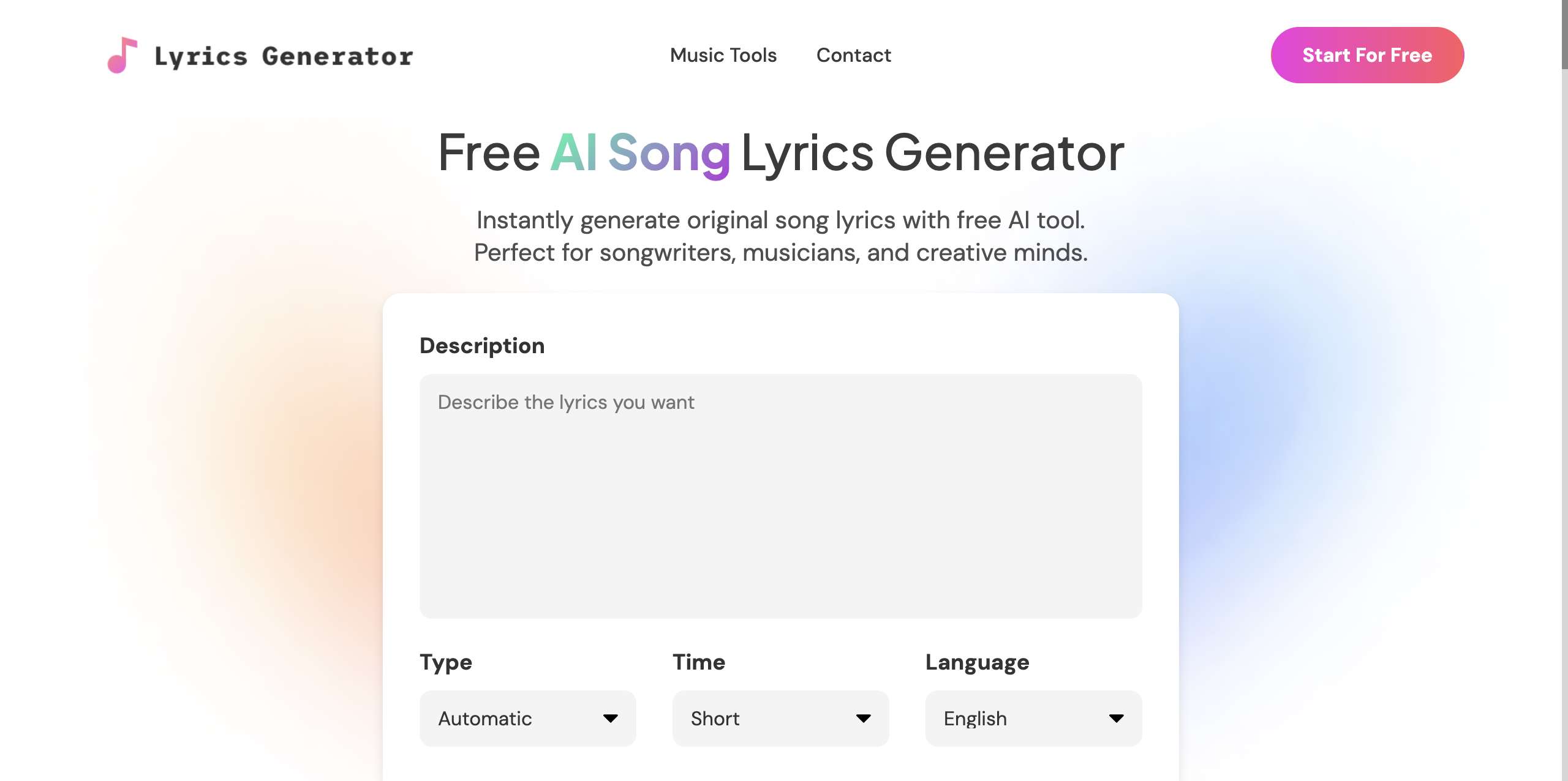 Lyrics Generator网页截图