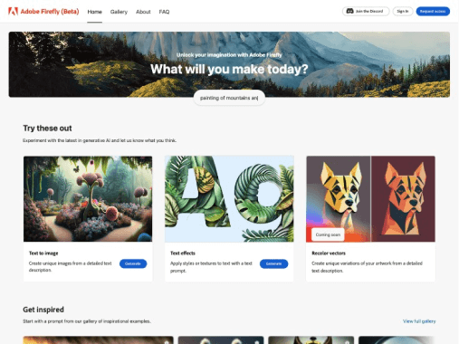 Adobe Firefly网页截图