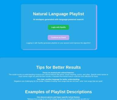 Natural Language Playlist网页截图
