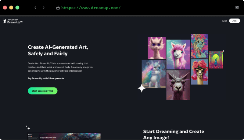 DreamUp网页截图