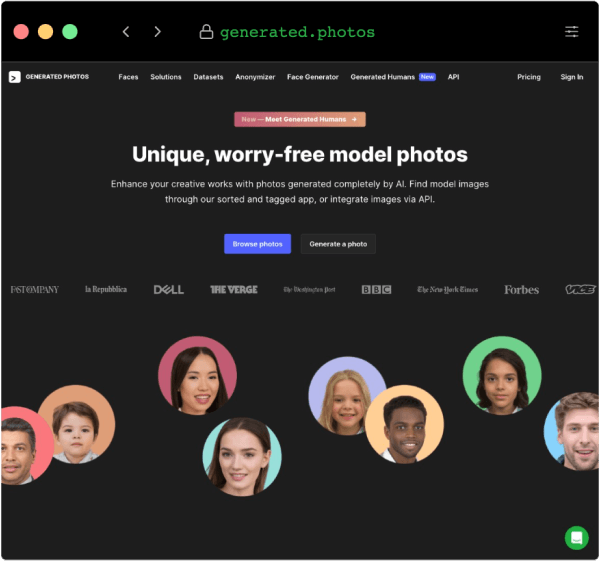 Generated Photos网页截图
