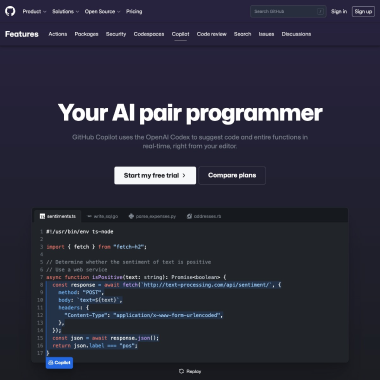 GitHub Copilot网页截图