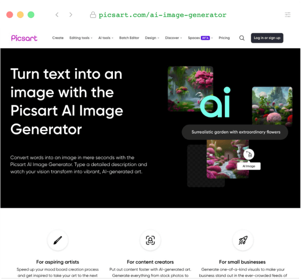 Picsart AI网页截图
