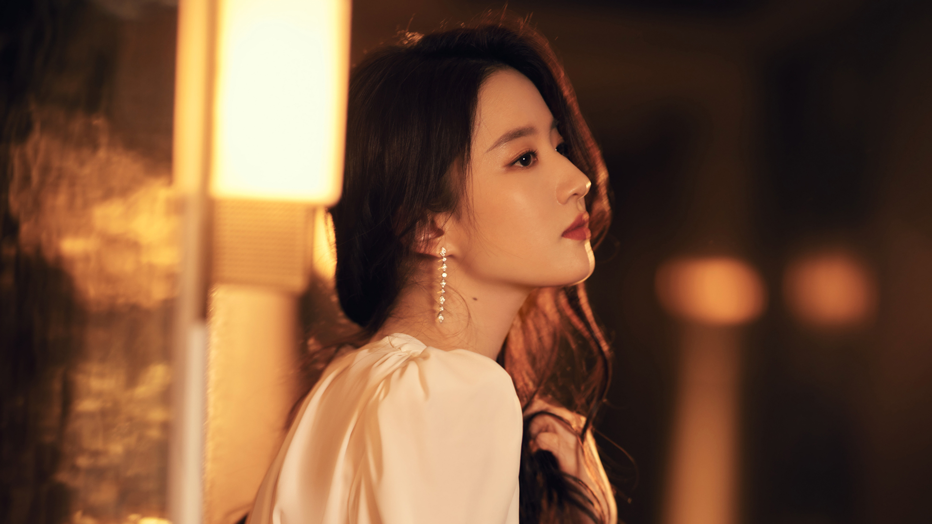 ['刘亦菲侧脸唯美高清夜晚灯光壁纸']