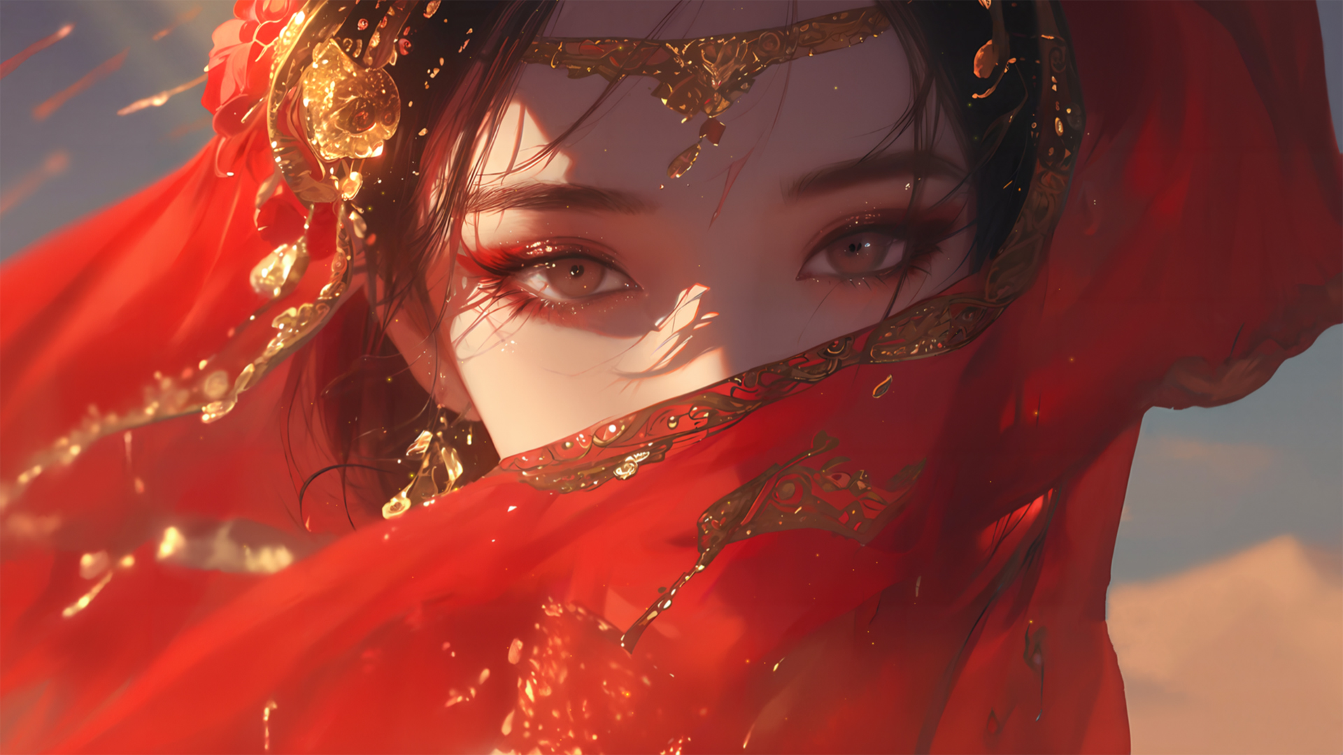 ['古风 红色 新娘 美女 壁纸']