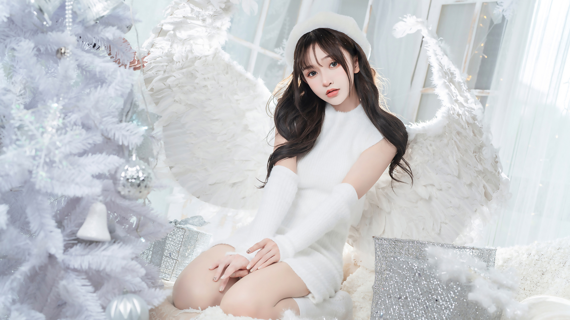 ['白色 翅膀 清纯 美女 天使 电脑壁纸 写真 高清']
