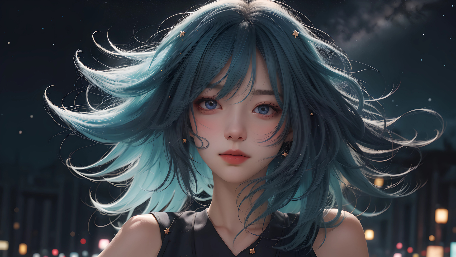 ['星空动漫少女4k高清壁纸 唯美电脑桌面图片']