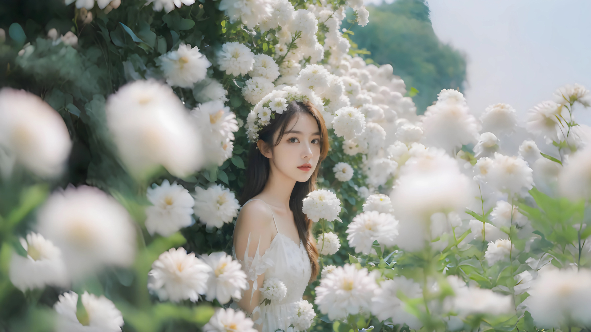 ['花香 美女 动漫壁纸 4K 唯美 高清 手绘']