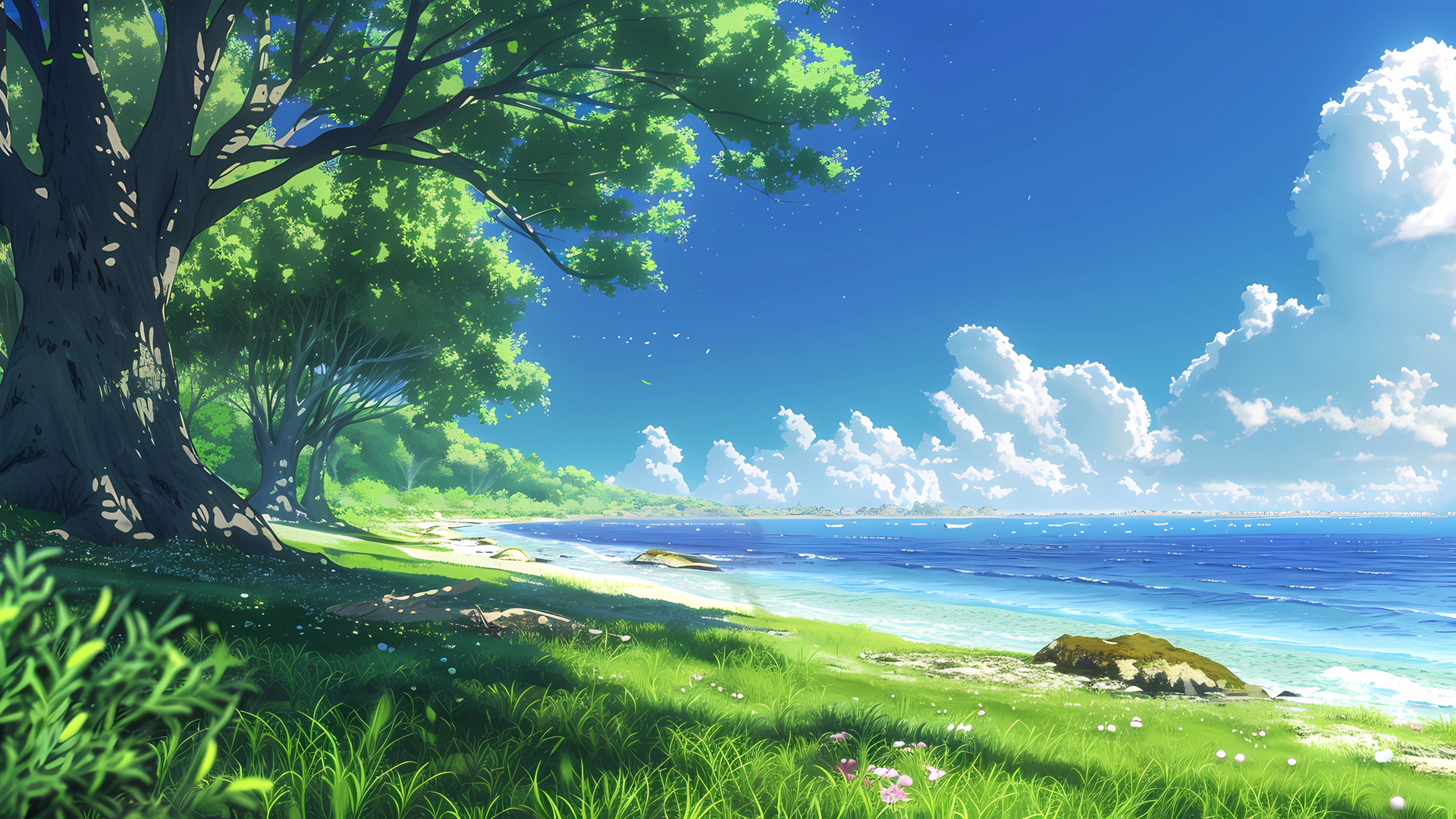 ['夏日海边风景 清新 高清壁纸 下载']