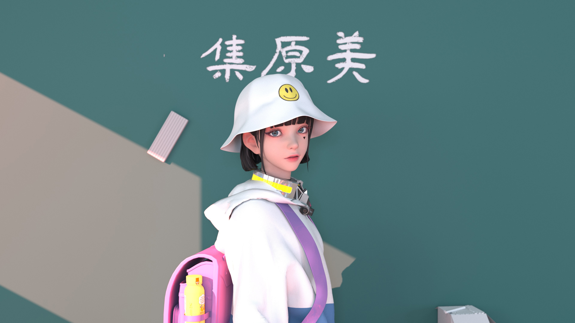 ['集原美 可爱 动漫壁纸 4k 黑板 书包']