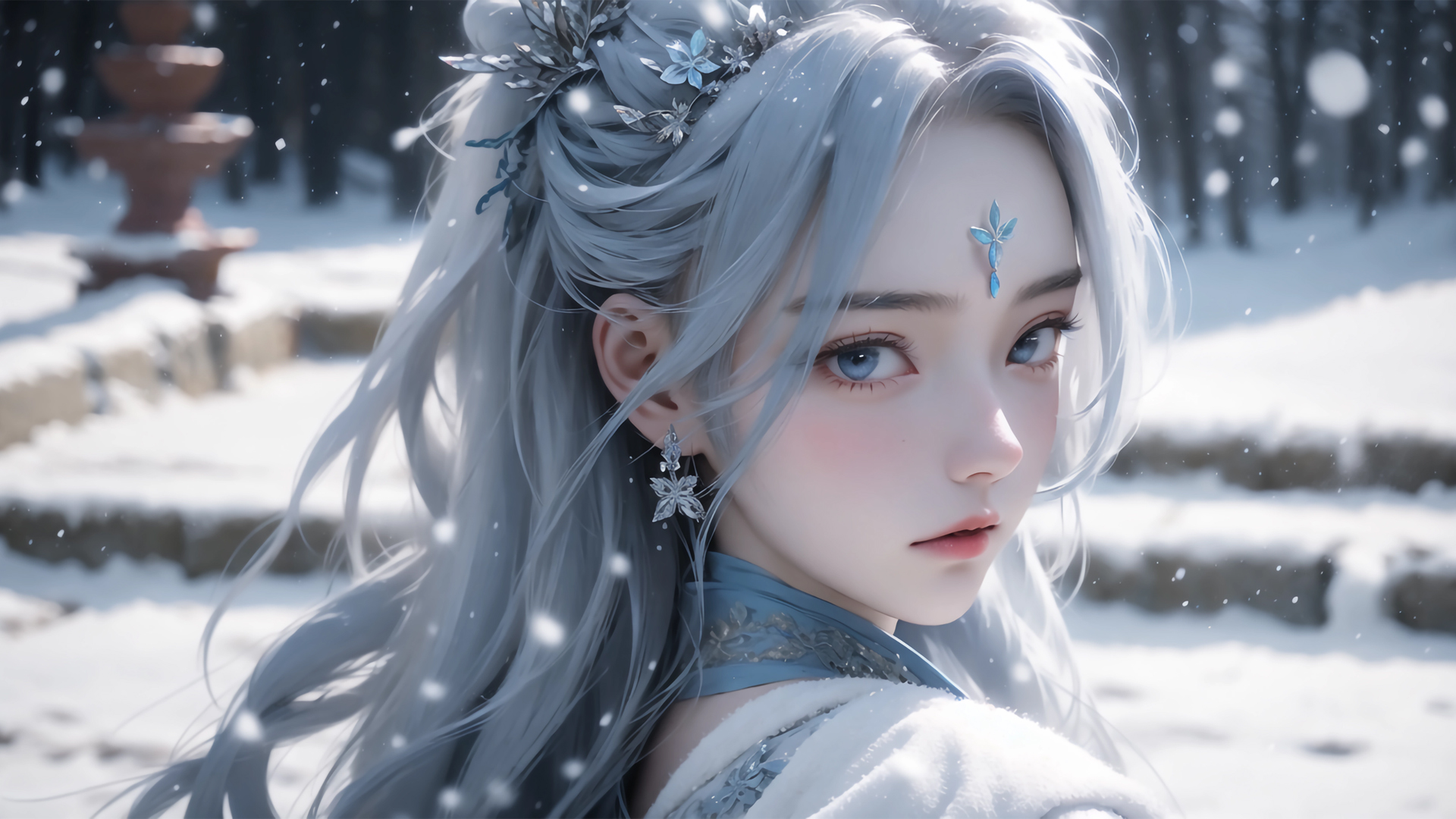 ['动漫 雪景 女孩 古风 可爱 手绘 4K动态壁纸']