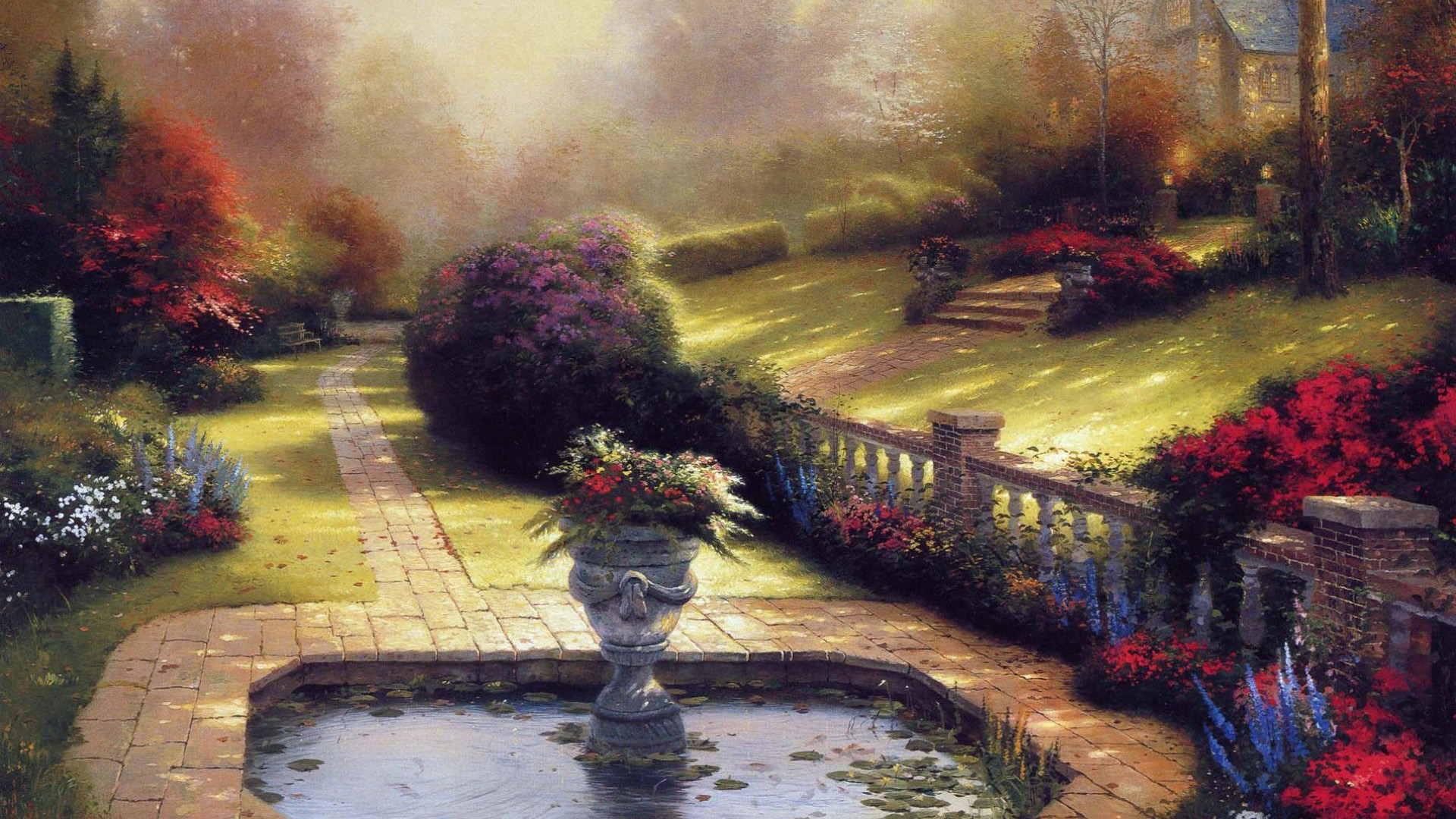 ['Thomas Kinkade 托马斯金凯德 油画风景 梦幻田园 高清壁纸']