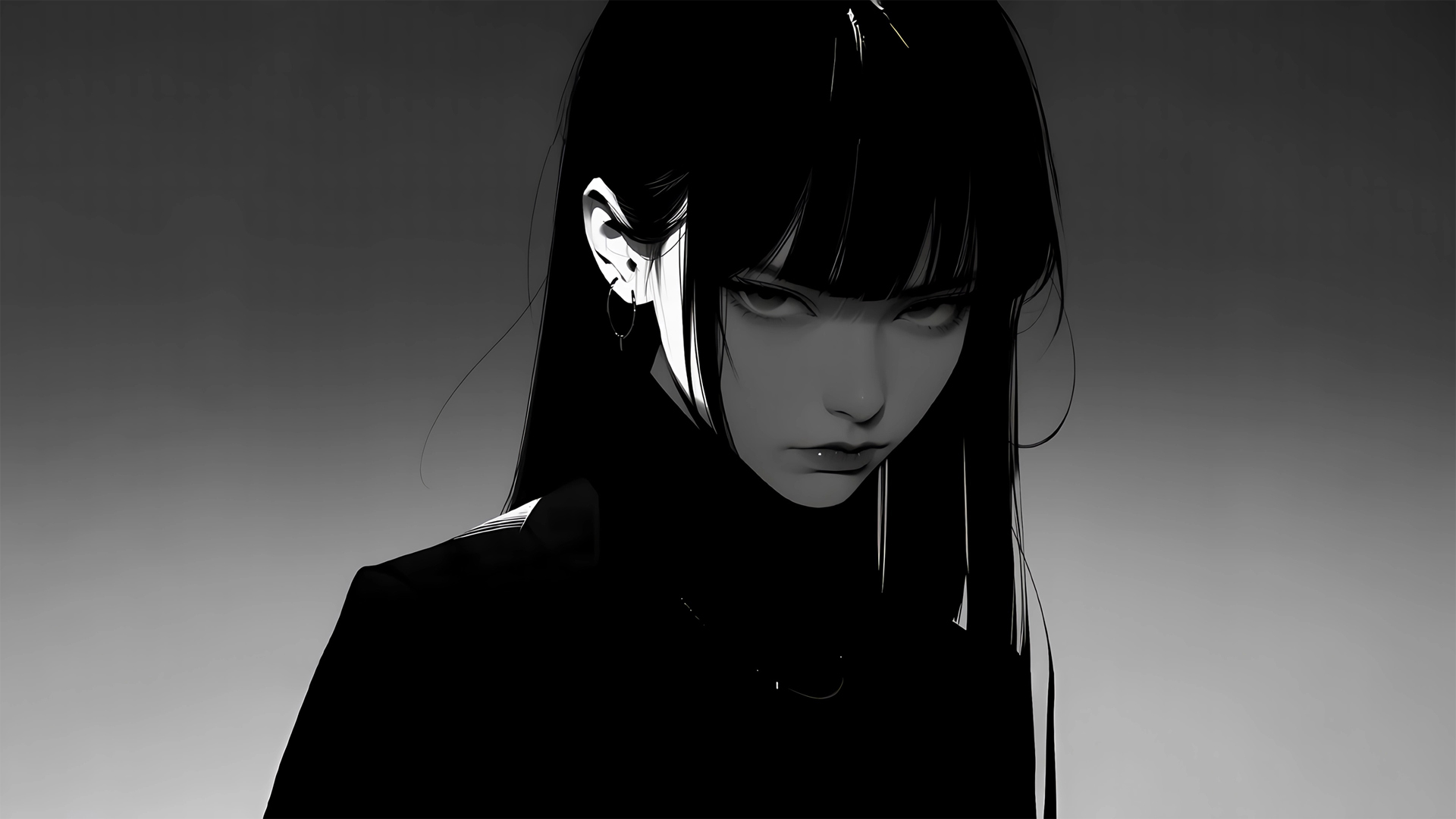 ['暗黑 冷酷 女生 动漫 桌面壁纸 二次元 黑色系 冷艳御姐 神秘少女']