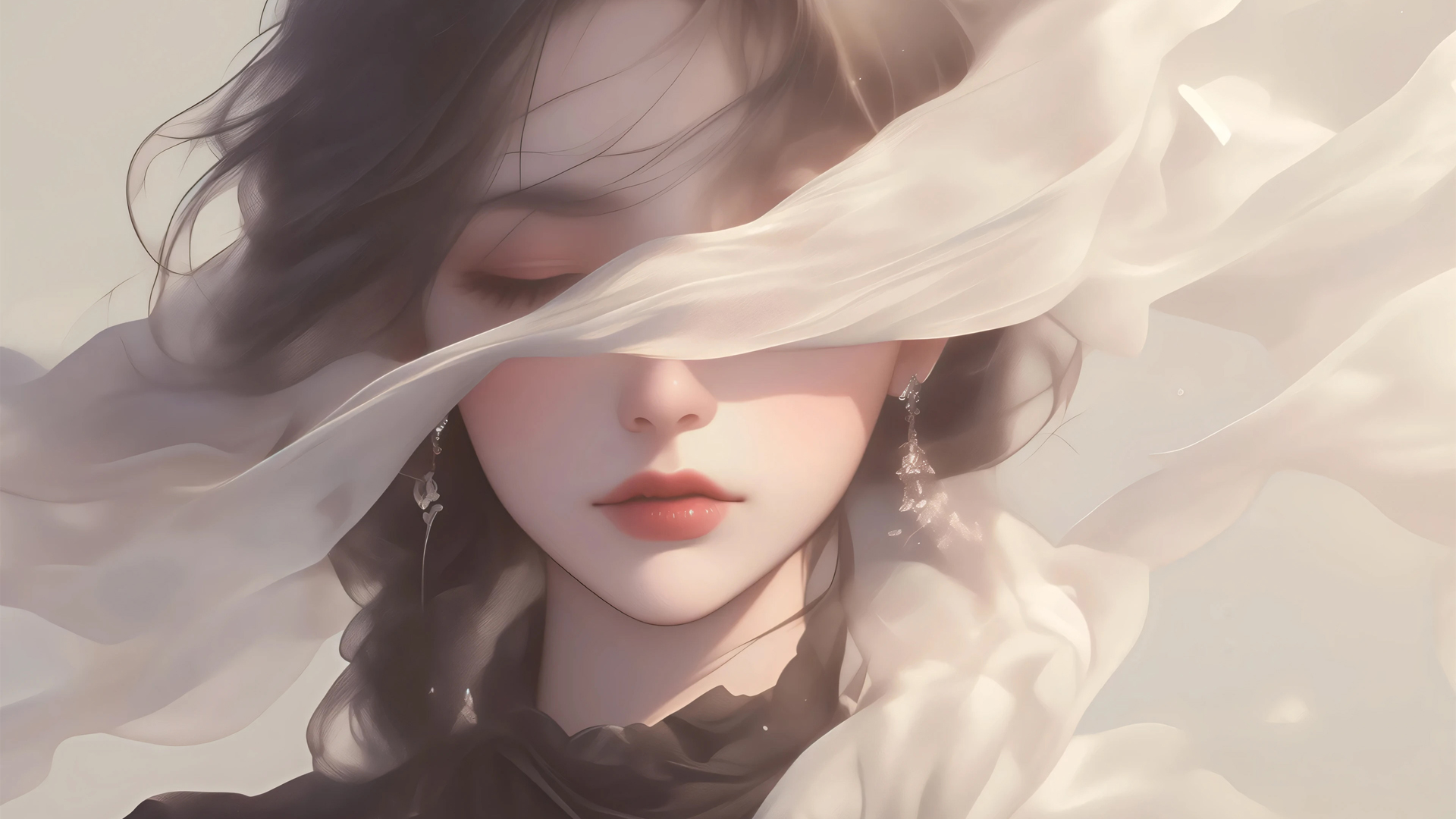 ['遮眼动漫少女 唯美古风 4K高清电脑壁纸']
