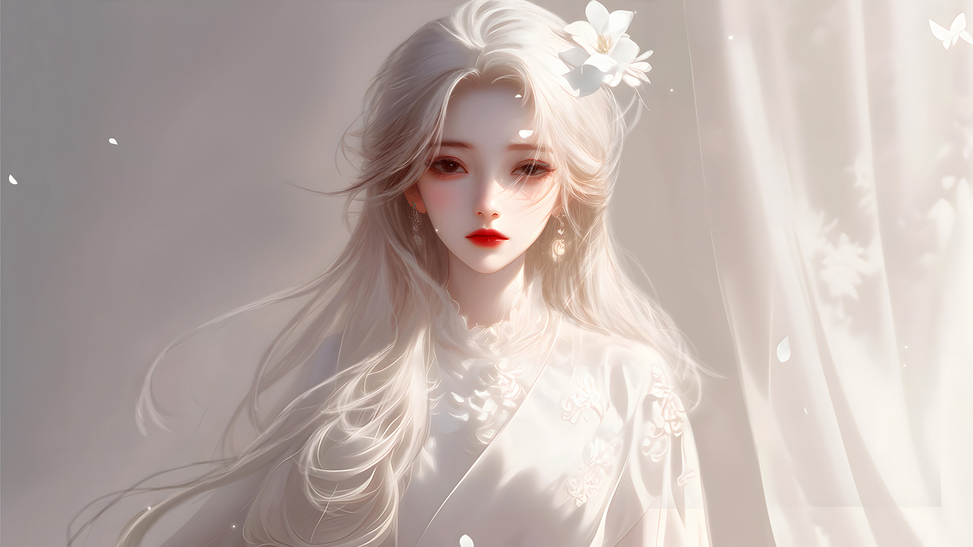 ['白发少女 动漫壁纸 优雅 二次元 唯美 白发美女']