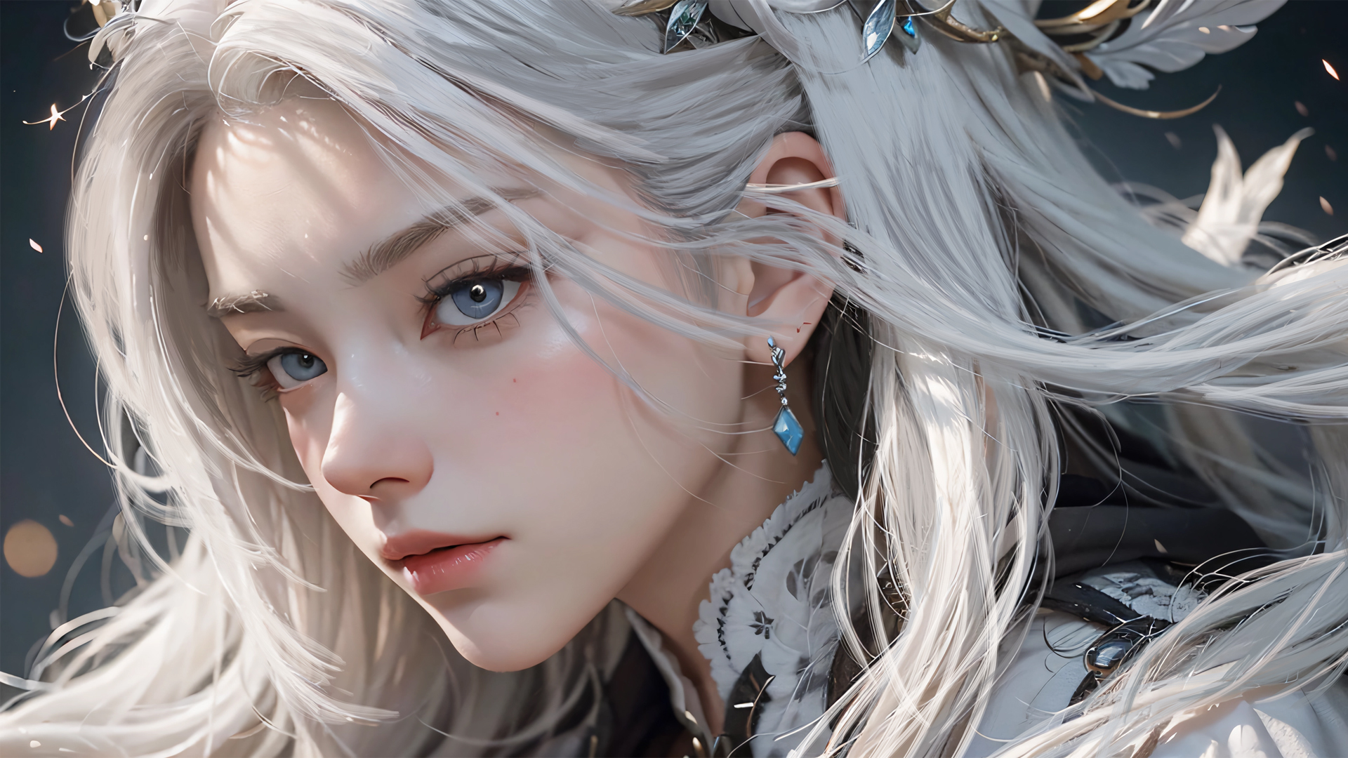 ['白色长发动漫美女 厚涂 4K高清壁纸']
