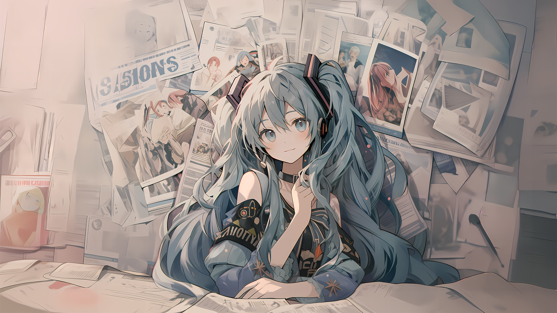 ['初音未来 桌面壁纸 报纸墙 创意海报设计']