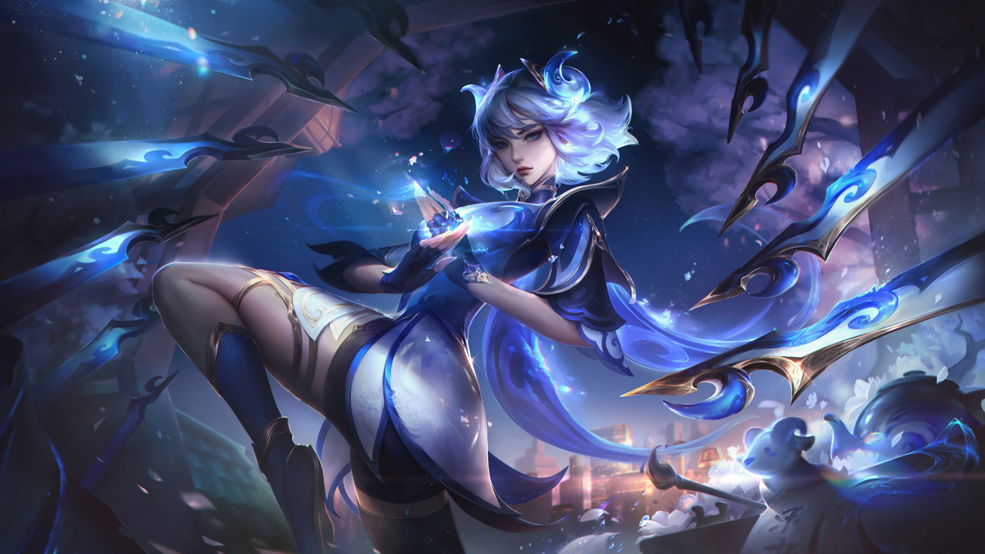 ['刀锋舞者 青花瓷 艾瑞莉娅 LOL 英雄联盟 高清壁纸 2560x1600']