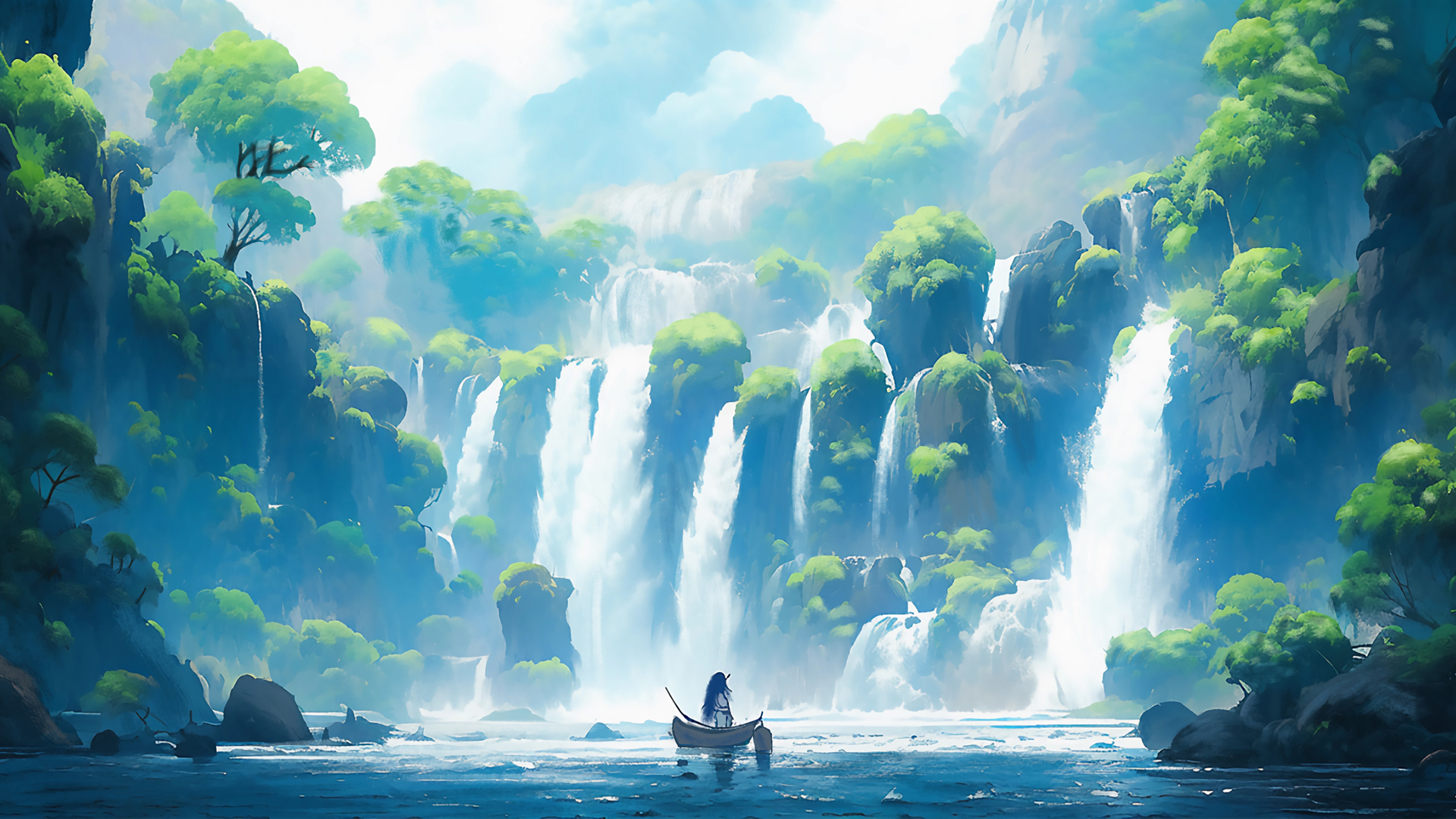 ['自然山水 瀑布风景 高清桌面壁纸']