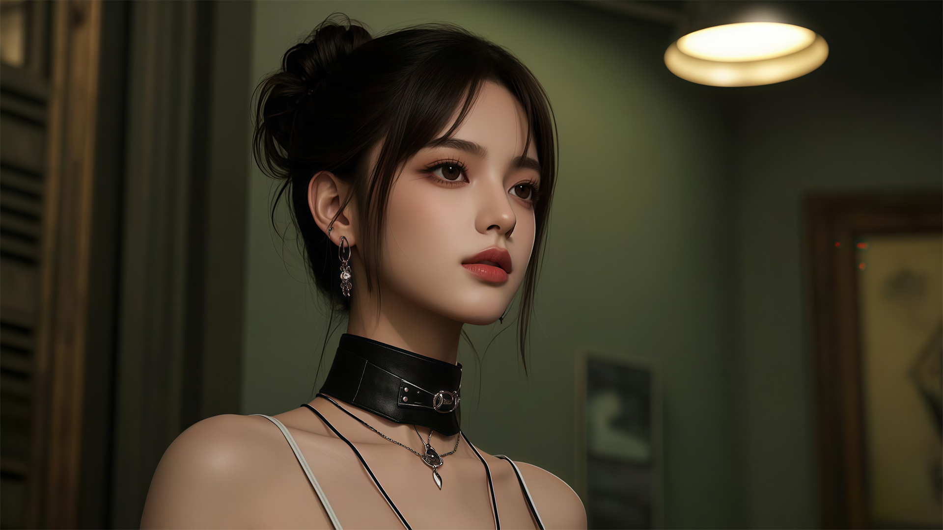 ['侧脸气质美女 皮蛋瘦肉粥 桌面壁纸']