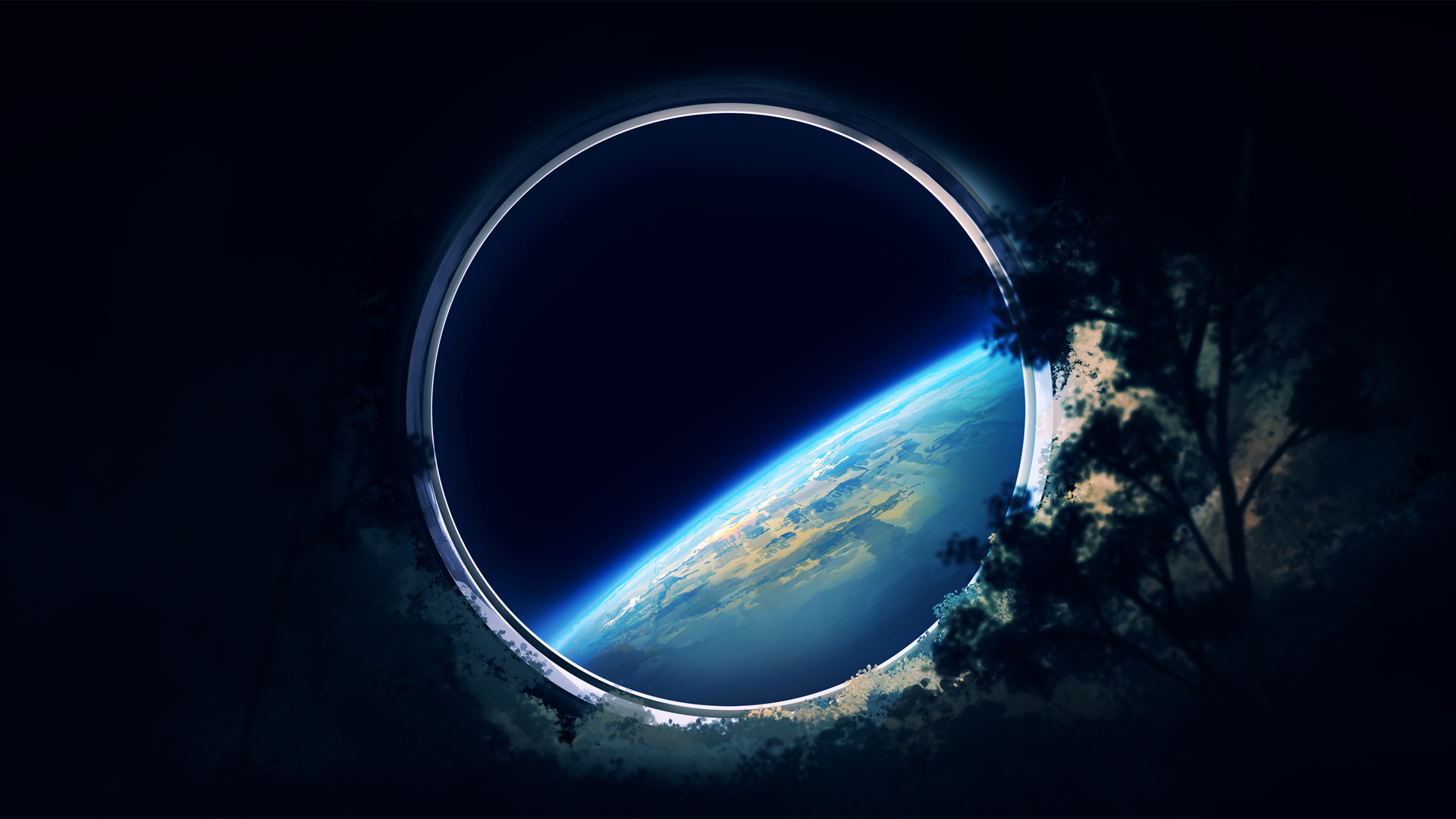 ['宇宙星球 动漫插画 深色系风景 高清壁纸 4K 带鱼屏']