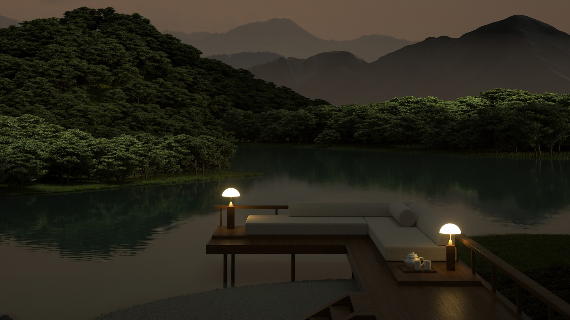 ['湖畔夜景自然风光壁纸高清星空露营地风景图片']