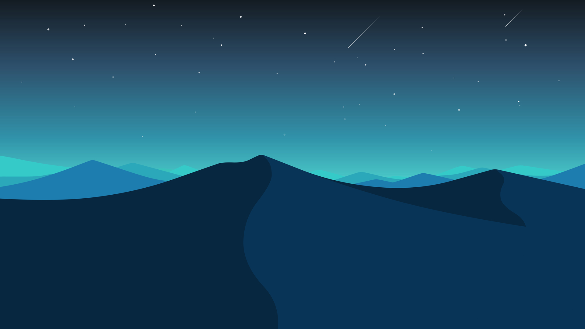 ['极简 山景 星空 夜晚 桌面壁纸']