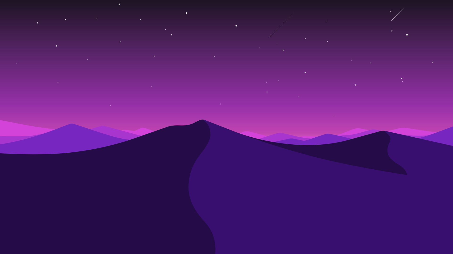 ['山景 紫色星空 简约风景壁纸 桌面背景']