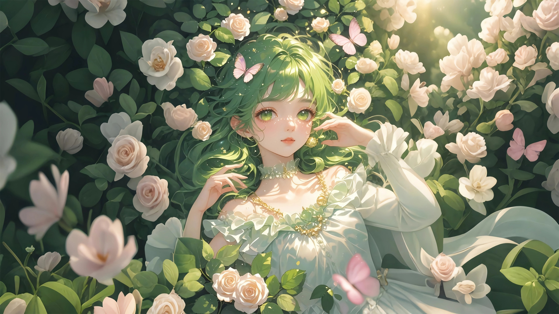 ['动漫少女 花与少女 唯美壁纸 高清4K 桌面背景']