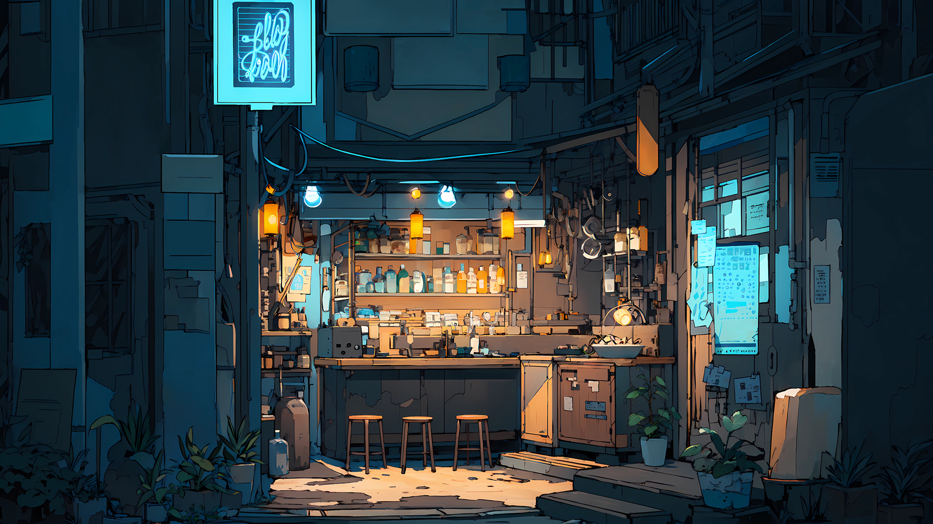 ['幽径空巷 动漫壁纸 4K高清 古风夜景 空巷夜景']