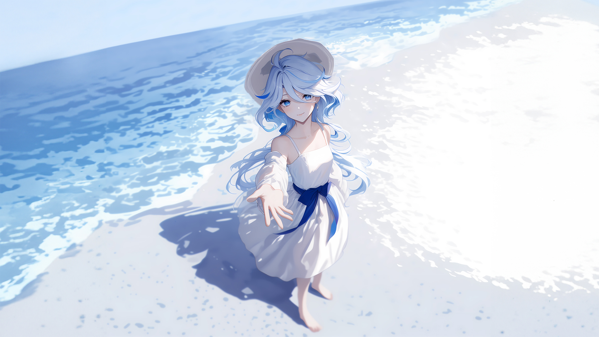 ['芙宁娜 海边 高清 壁纸']