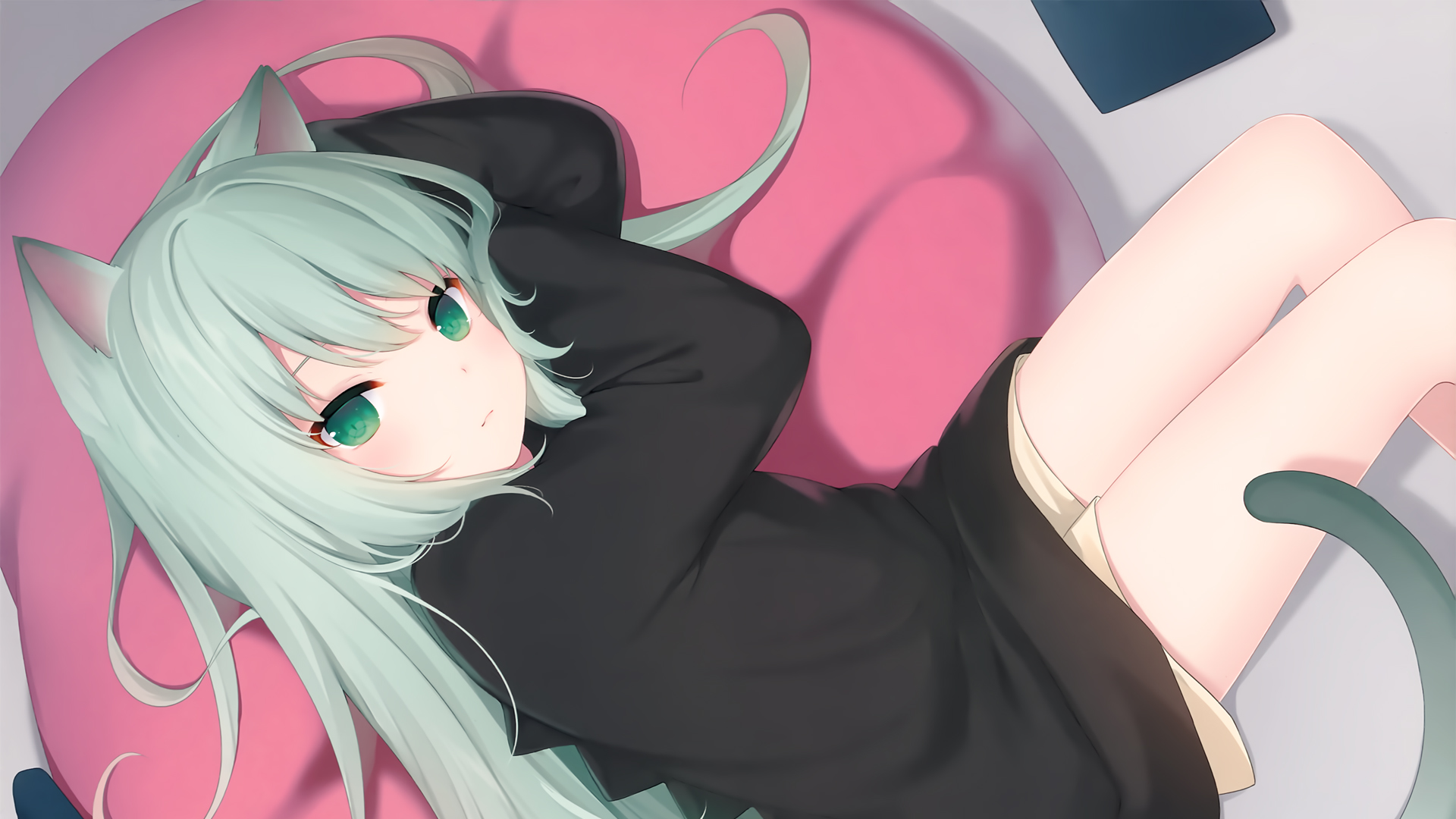 ['猫羽雫 兽耳娘 绿色眼睛 高清动漫壁纸']