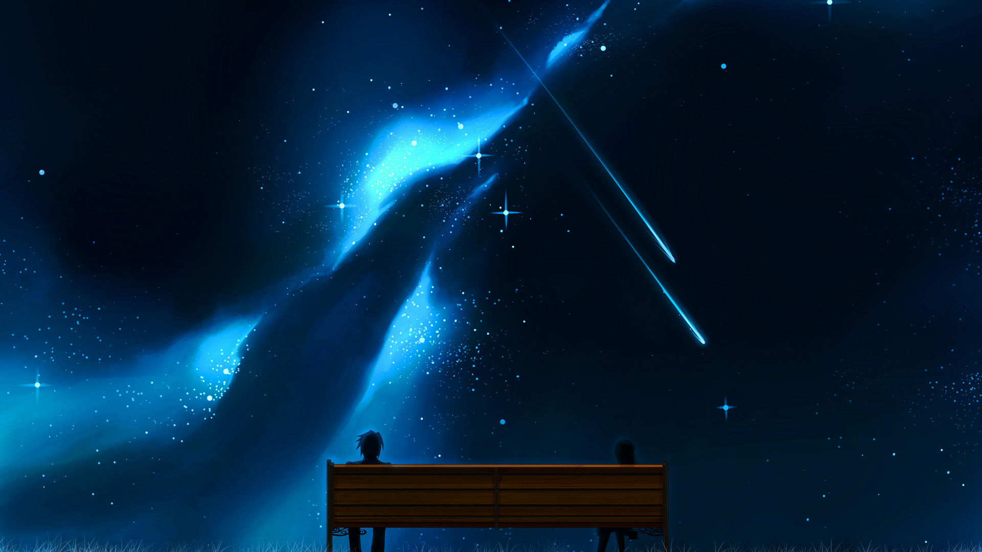 ['梦幻星空夜晚情侣观星壁纸']