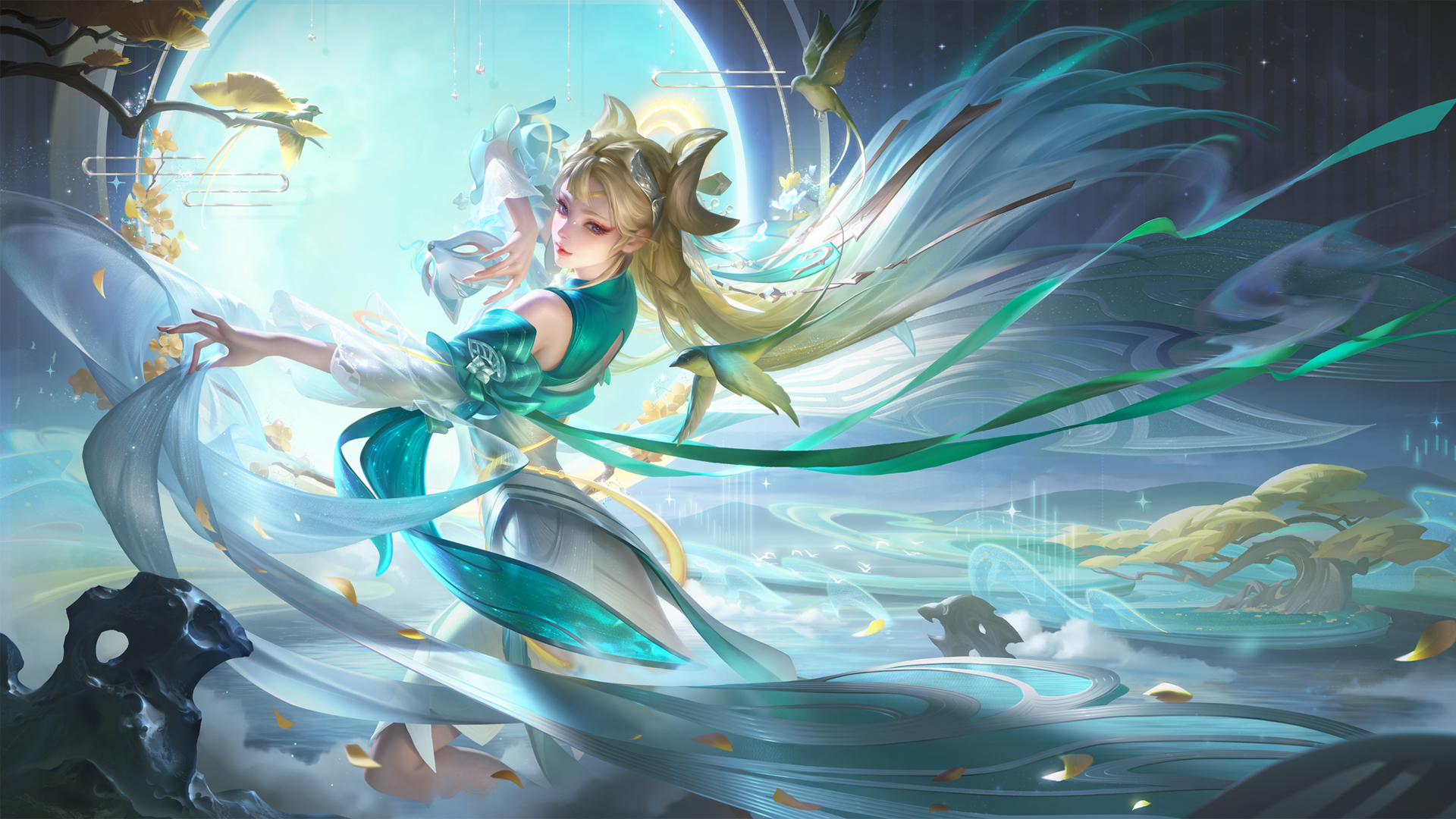['王者荣耀 貂蝉幻舞叠翠 星传说皮肤 高清壁纸下载 游戏壁纸']