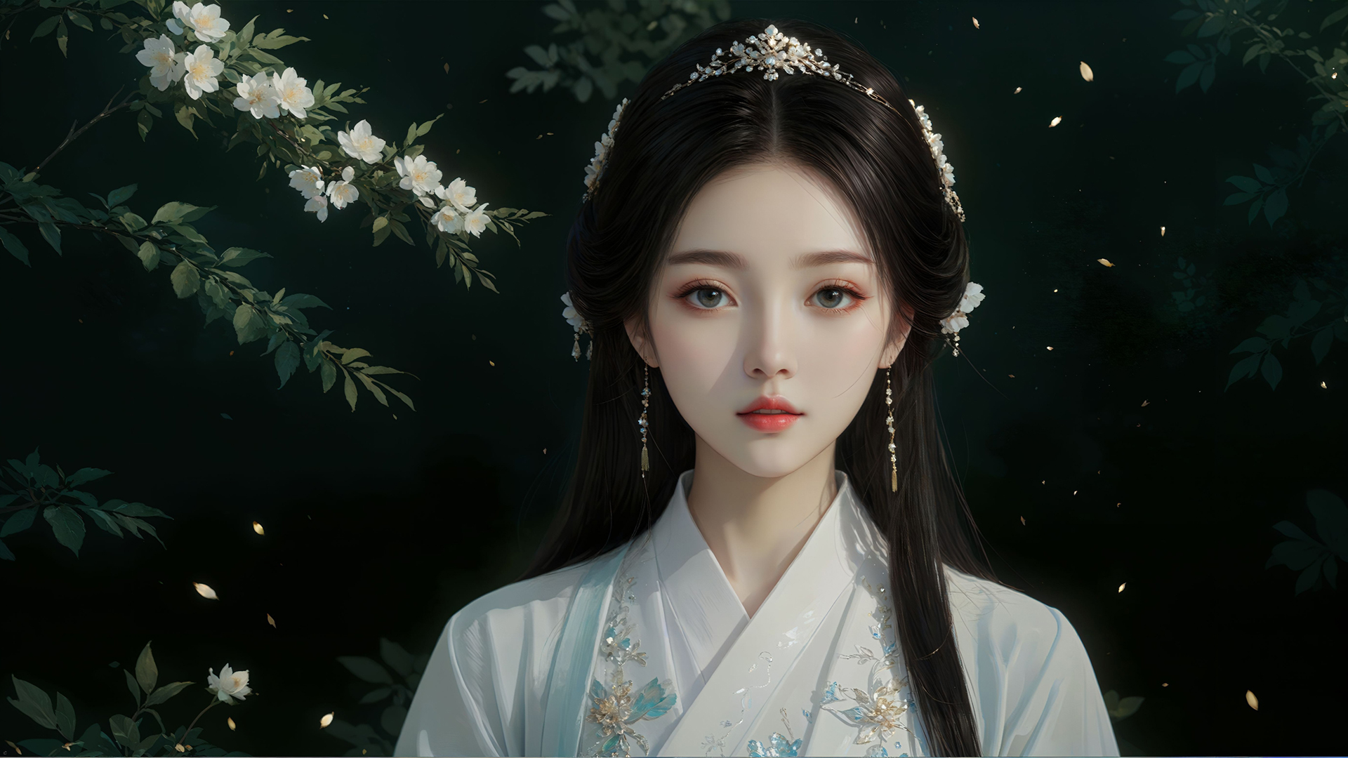 ['动漫壁纸 清冷古风美女 高清古风角色插画']