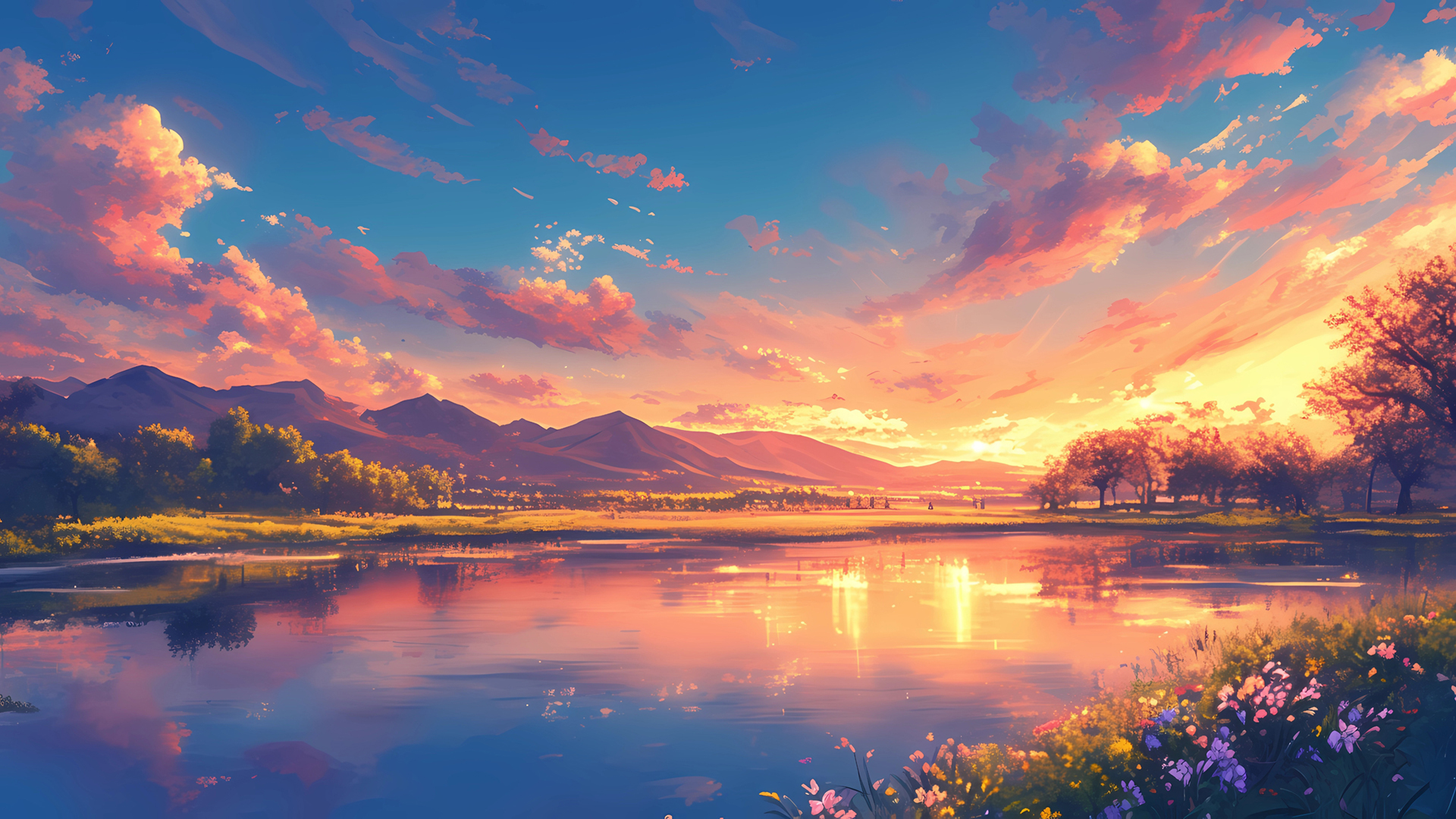 ['碧波荡漾 高清自然风景山水湖泊桌面壁纸']