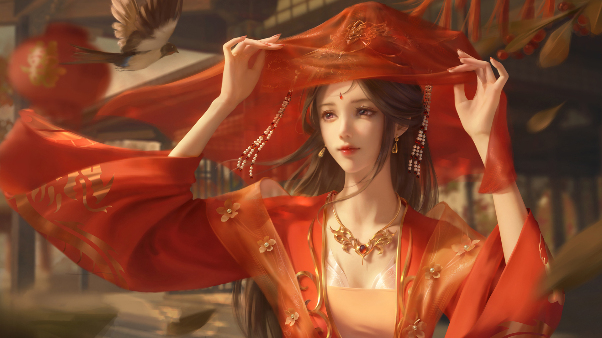 ['完美世界 清漪 高清壁纸 红色婚服']