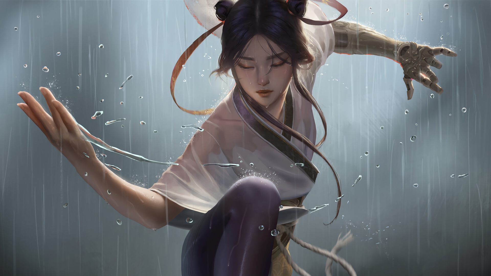 ['女子功夫 水元素 动漫动态 高清壁纸']
