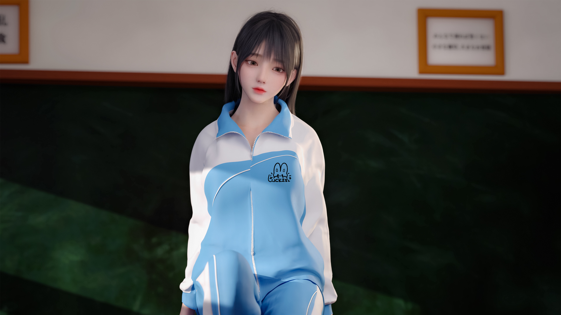 ['清纯女生 麻匪校服 教室 3D动漫 美女壁纸']