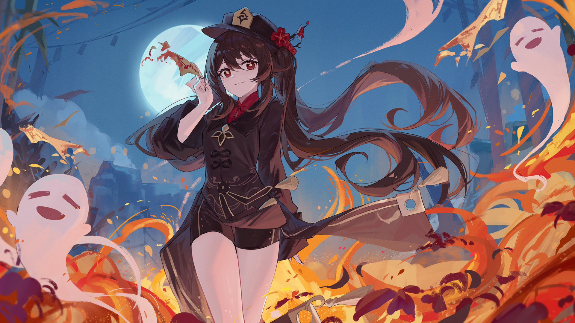 ['原神 胡桃可爱高清壁纸 二次元美图']