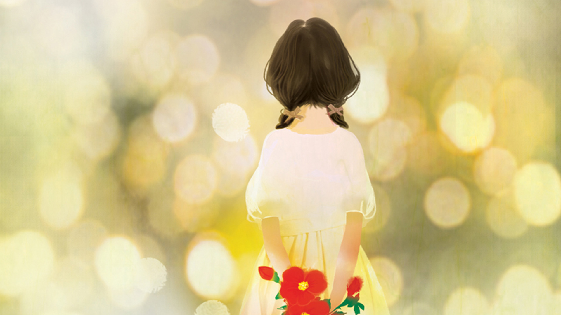 ['小清新 女孩背影 鲜花 手绘壁纸 花海 春日 唯美插画', '小清新 女孩背影 鲜花 手绘插画 花海 春日唯美']