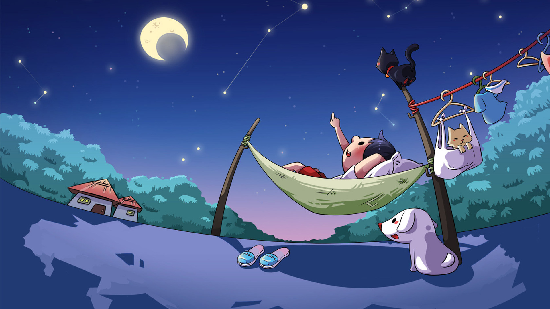 ['数星星 壁纸 桌面 星空 情侣 孩子 夜晚 高清']