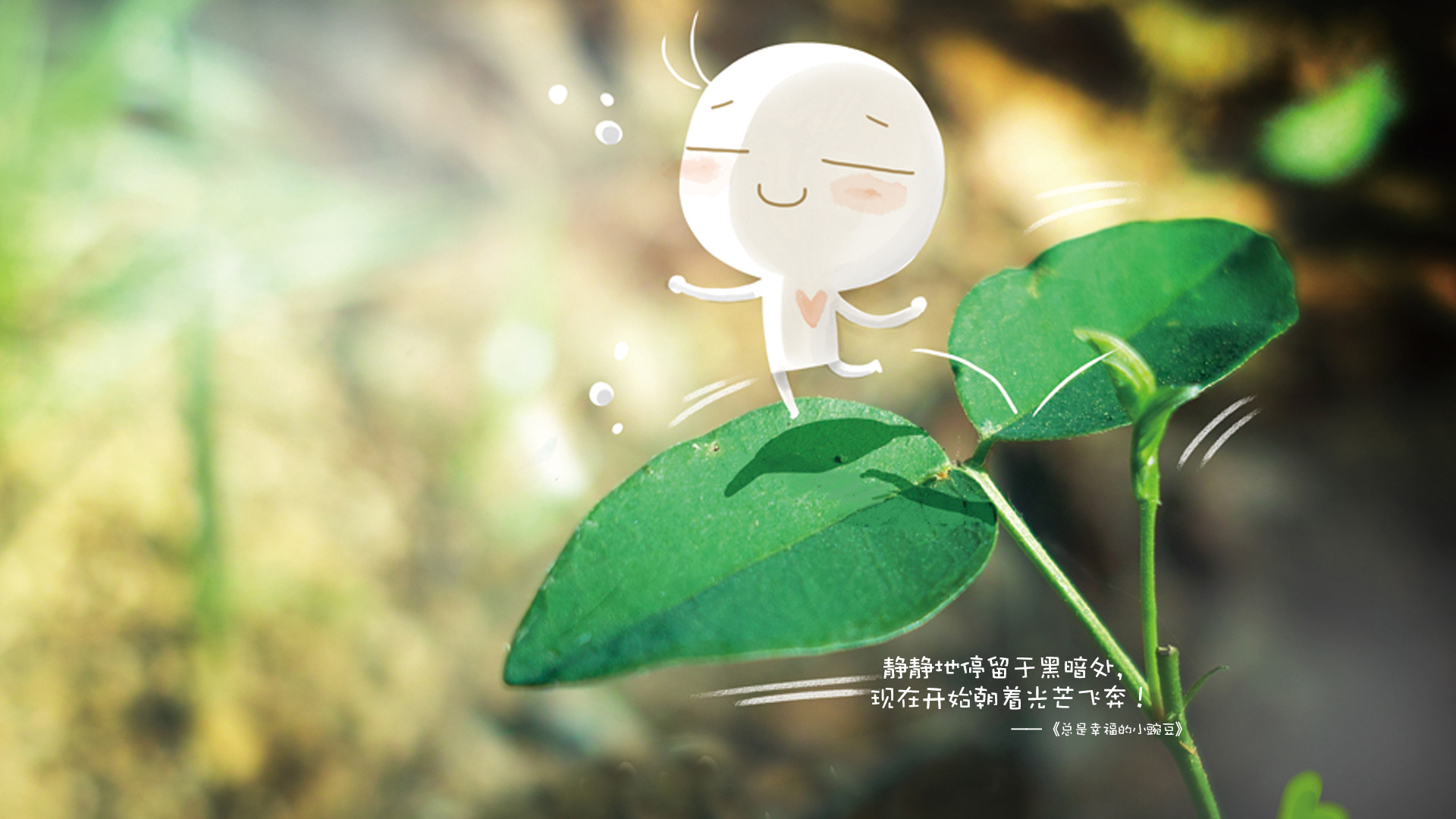 ['可爱萌宠豌豆 豌豆苗 黑暗处 光芒背景 励志成长 壁纸高清下载']