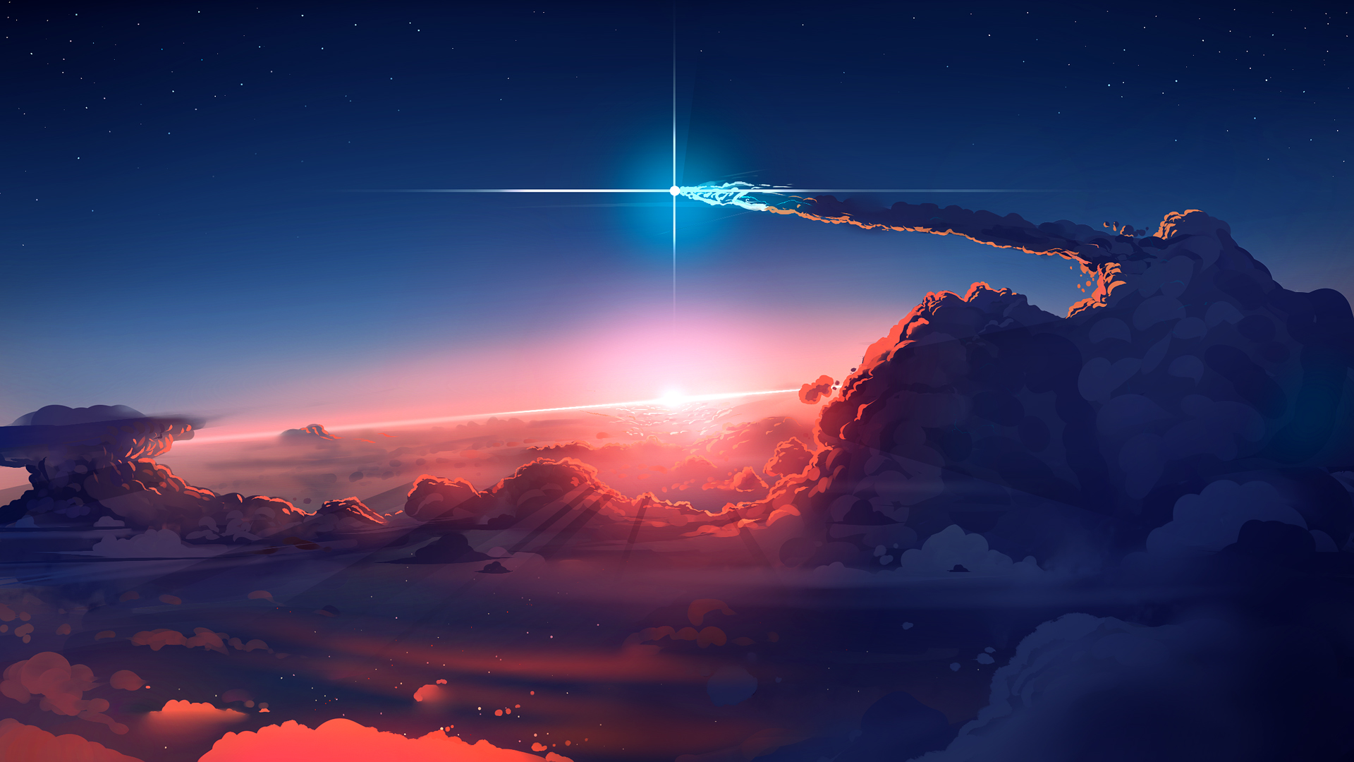 ['动漫星空壁纸 唯美风景 2K高清 云星光夜空']