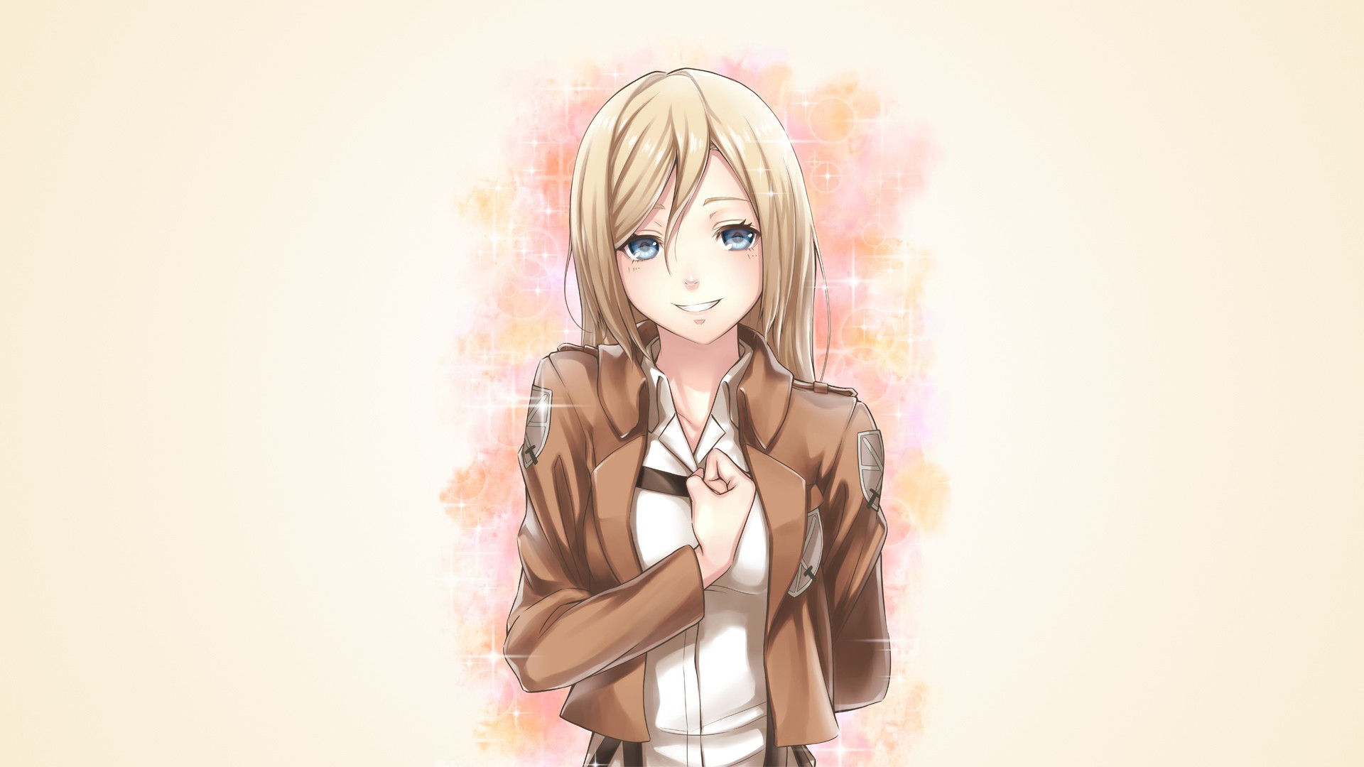 ['粉色系 可爱动漫女孩 少女心 自信微笑 高清壁纸']