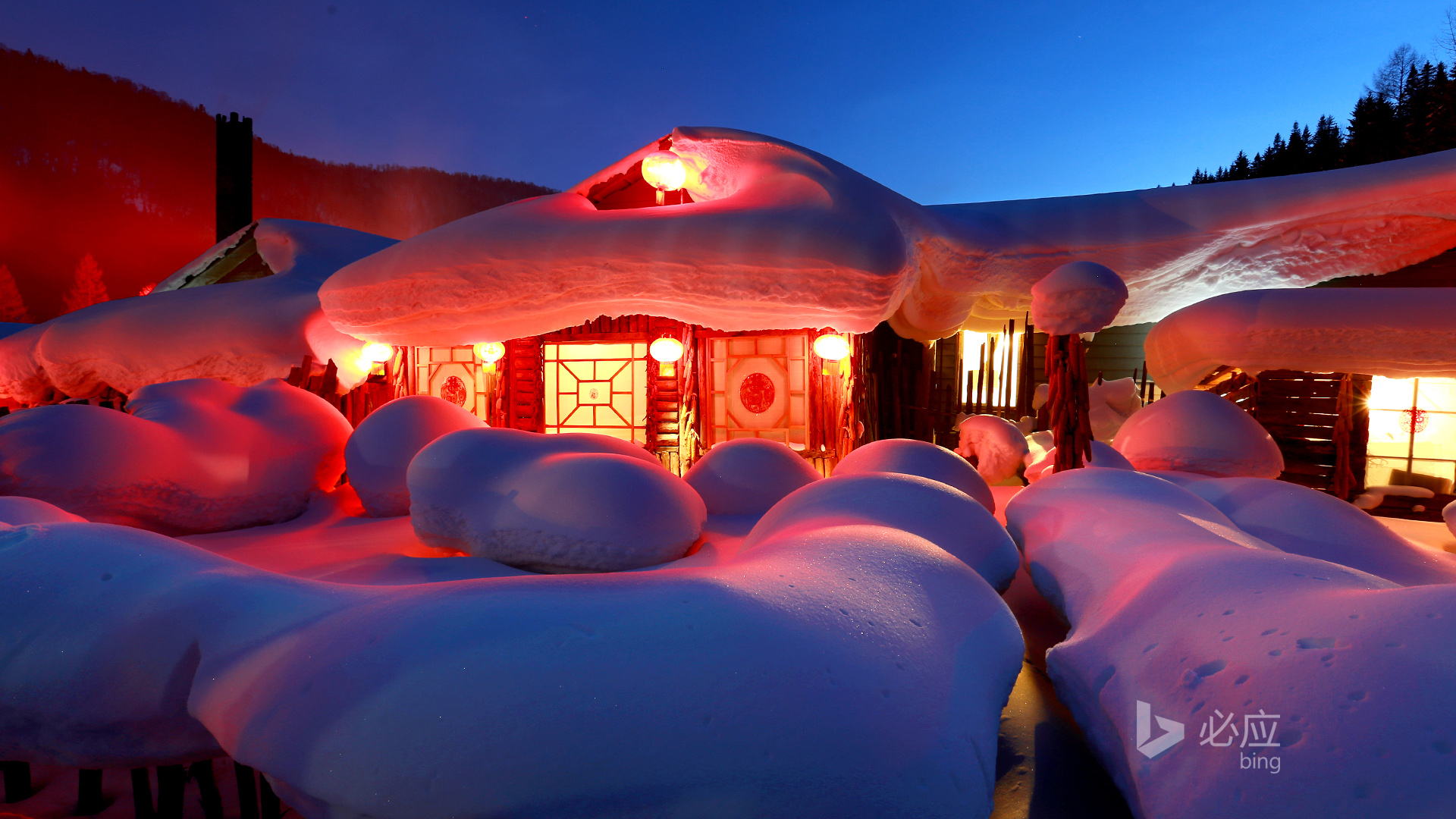 ['乡村 雪乡 风景 壁纸 冬季 高清 小年']