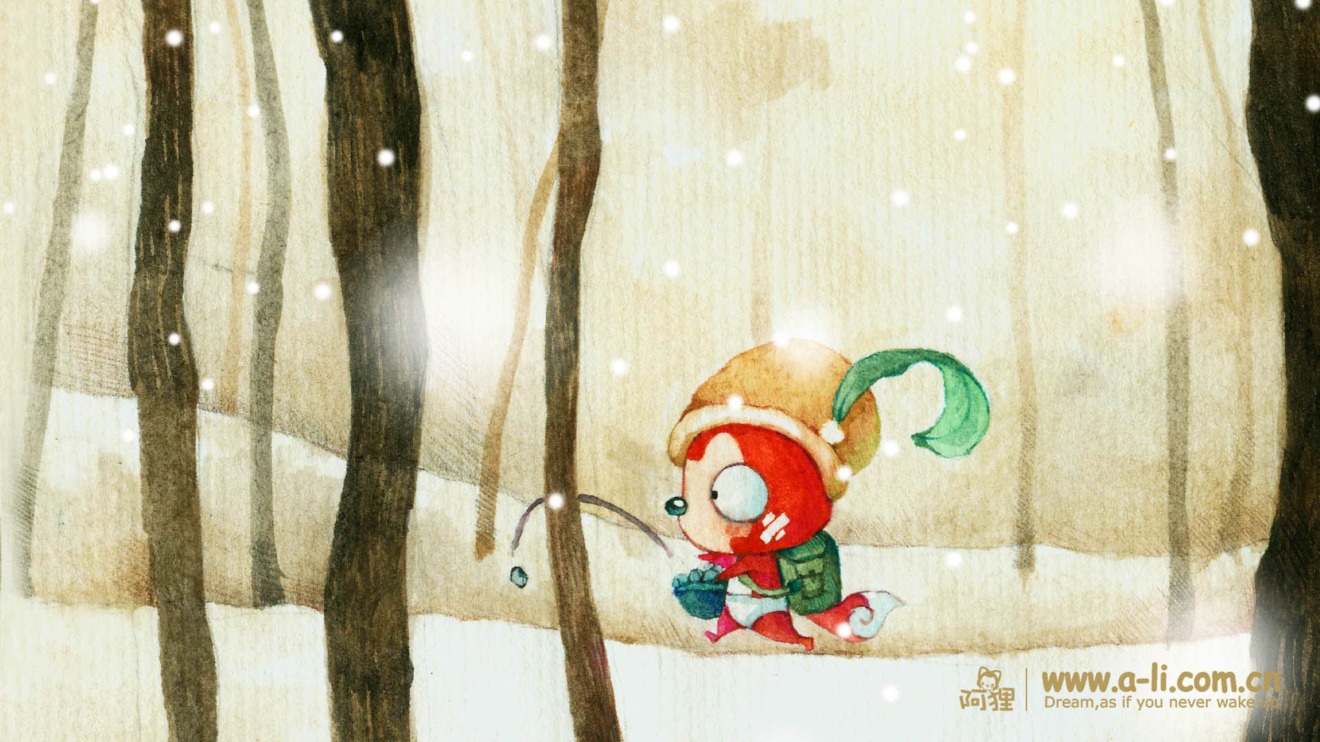 ['阿狸 下雪了 桌面壁纸']