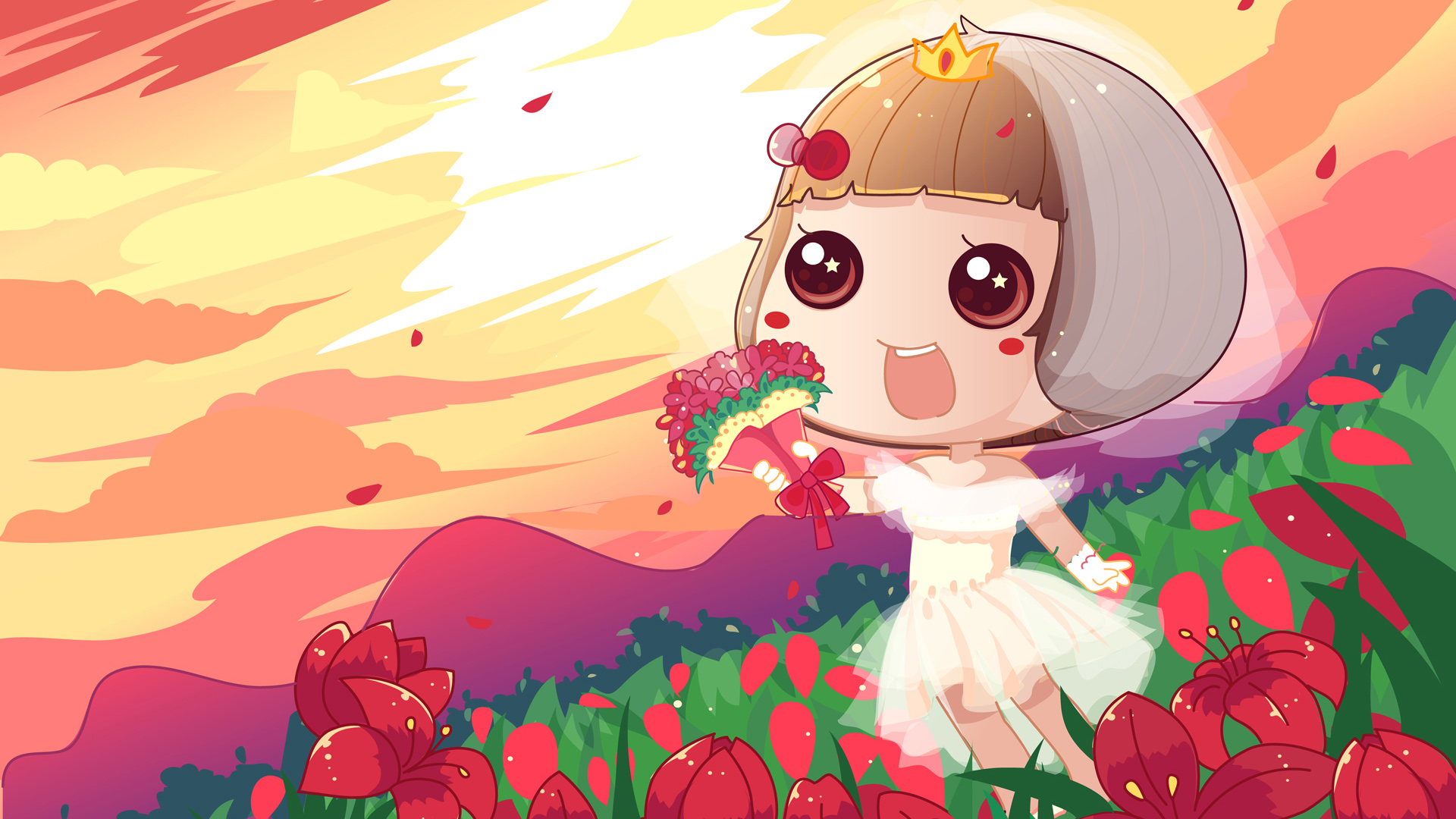 ['麦拉风 Mylafe 蘑菇头短发新娘婚纱桌面壁纸']