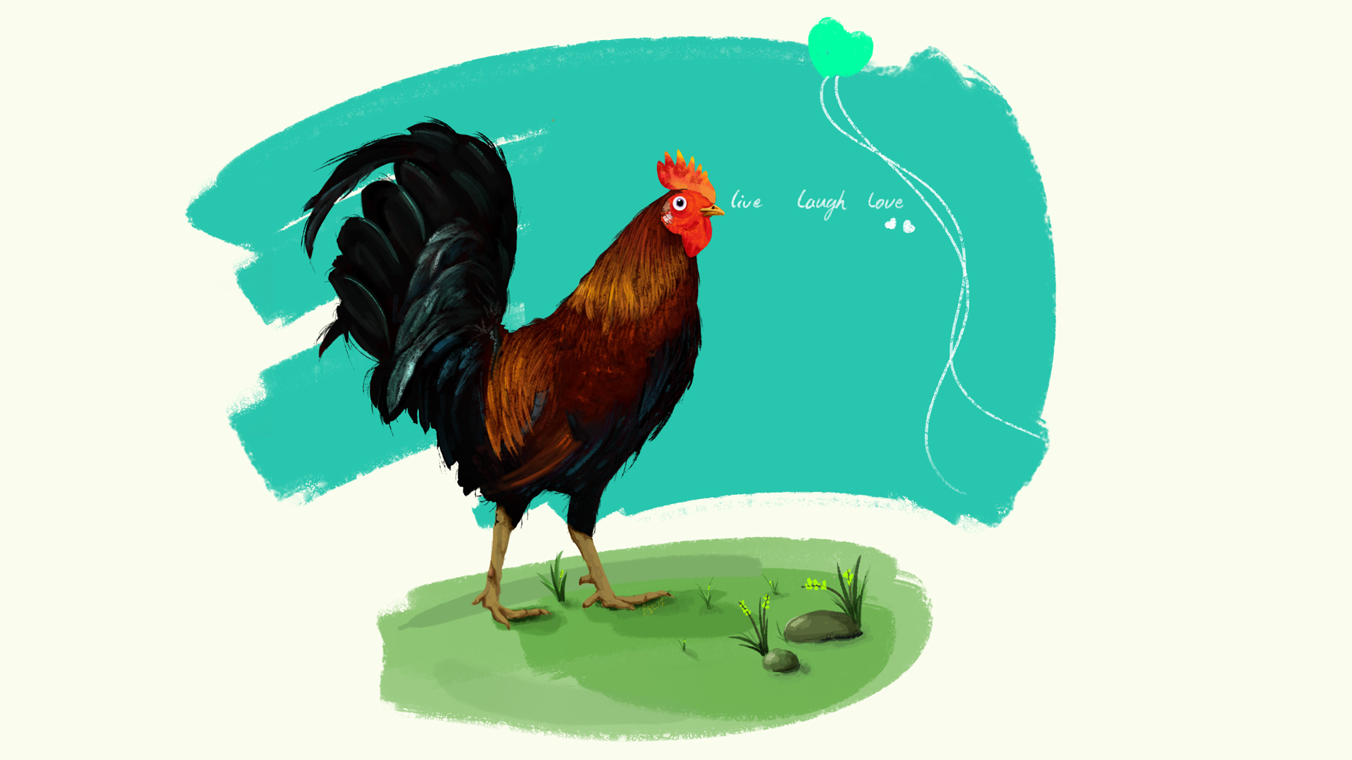 ['鸡年 公鸡手绘 桌面壁纸']