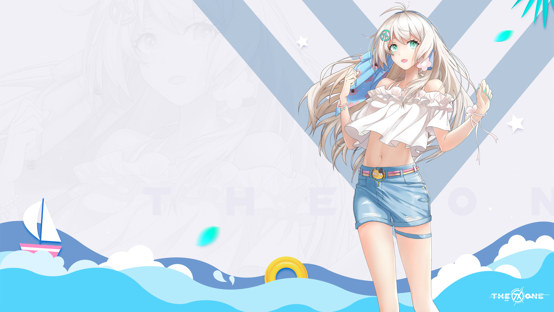 ['华硕天选 海边 动漫美女 高清壁纸']